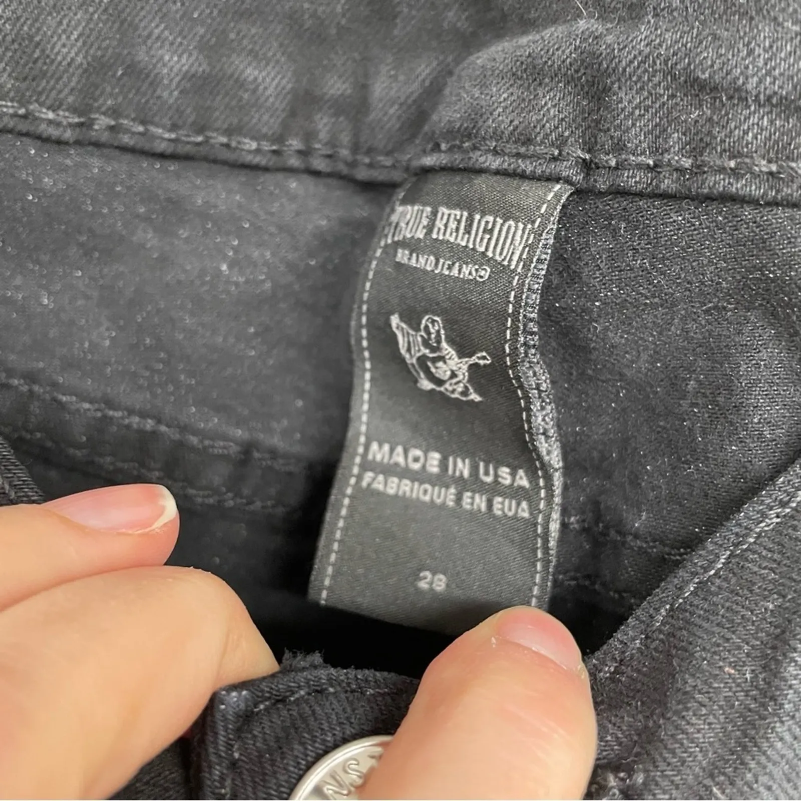 True Religion Black Mid Rise Bedazzled Skinny Ankle Jeans Y2K Womens 29 Studded - Image 5