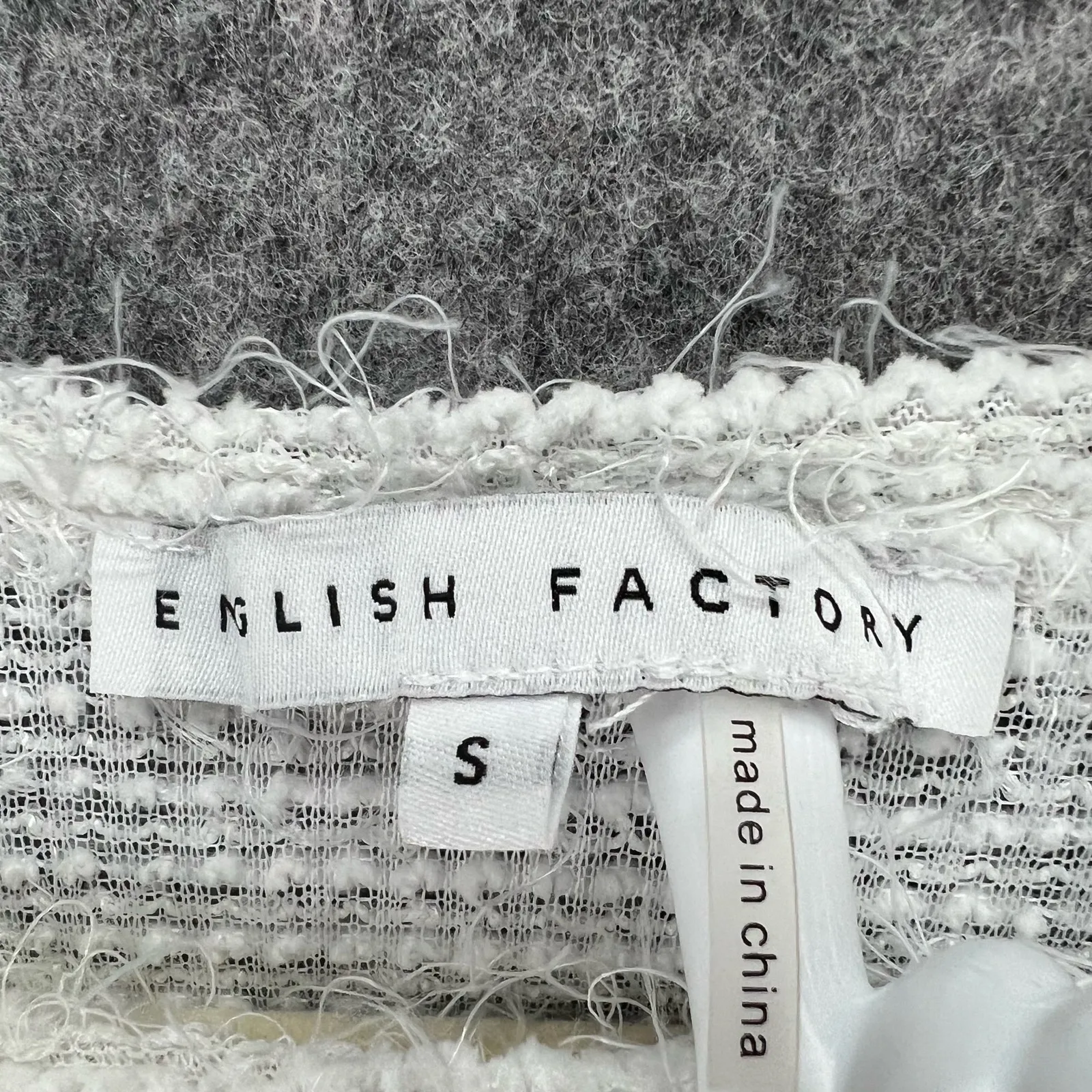 English Factory Sweater Womens S White Rainbow Eyelash Fringe Pullover Modern - Image 11