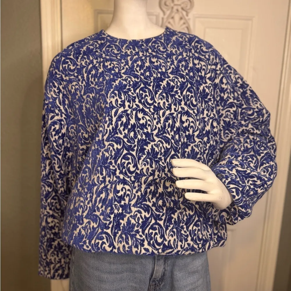 DRIES VAN NOTEN.Capo Paisley Jacquard Gathered-hem Shirt In Blue. - Image 2