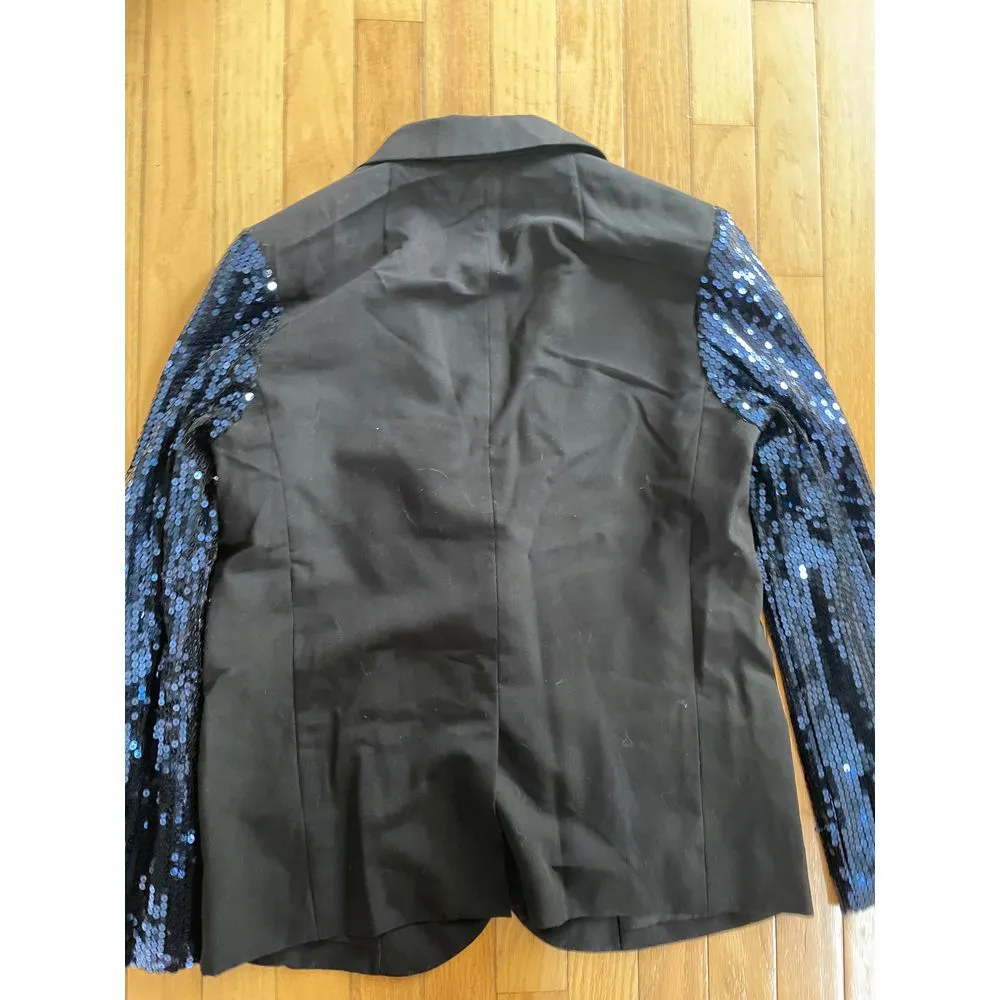 Dazzling Navy Sequin Sleeve ILOVEH81 Blazer‎ size 8 Blue - Image 5