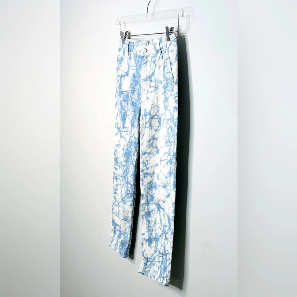 Rachel Comey Tie Dye Blue White High Rise Tapered Leg Jeans Size 0 - Image 6