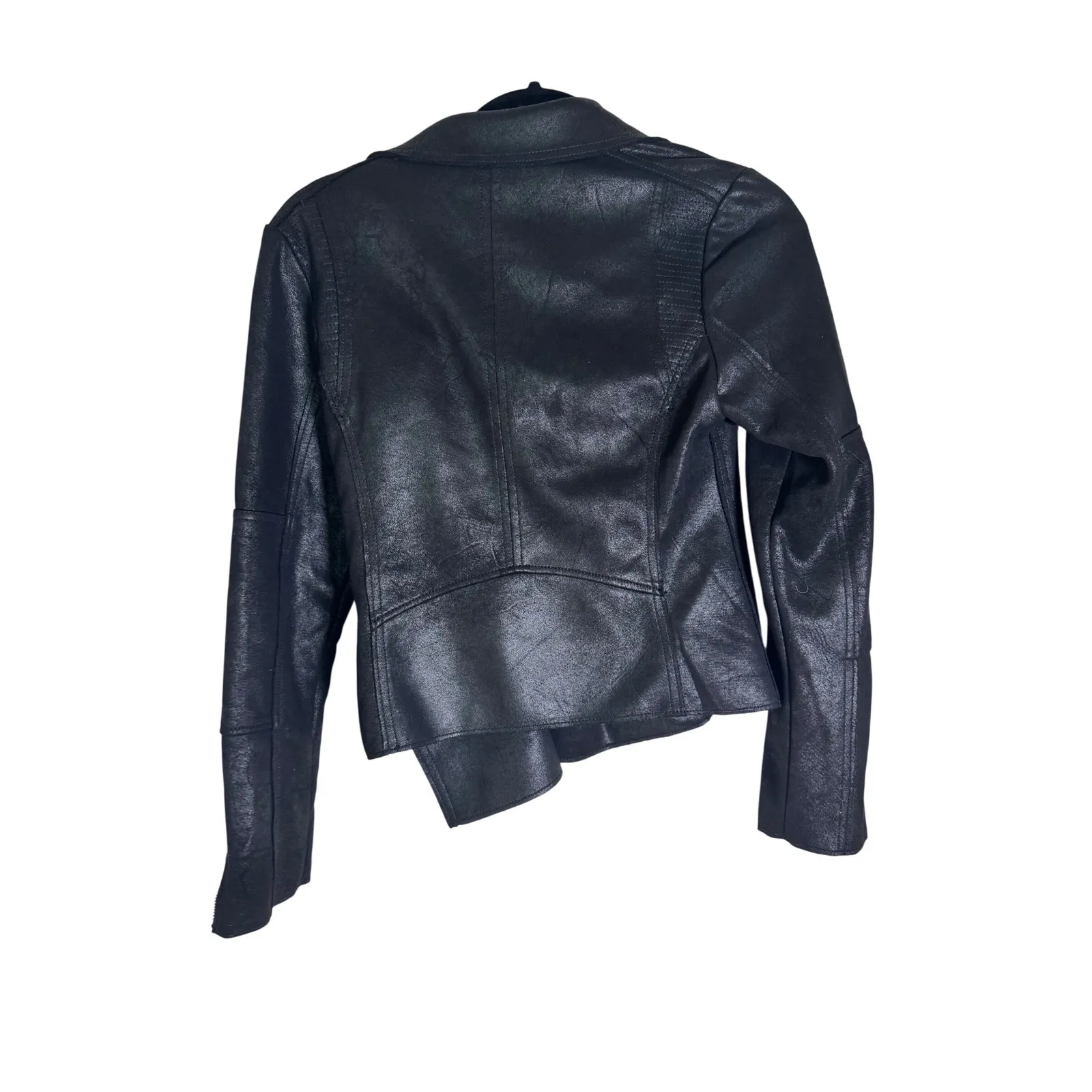 Evereve Black Faux Leather Marren Moto Jacket Zip Pockets Womens XS - Image 4