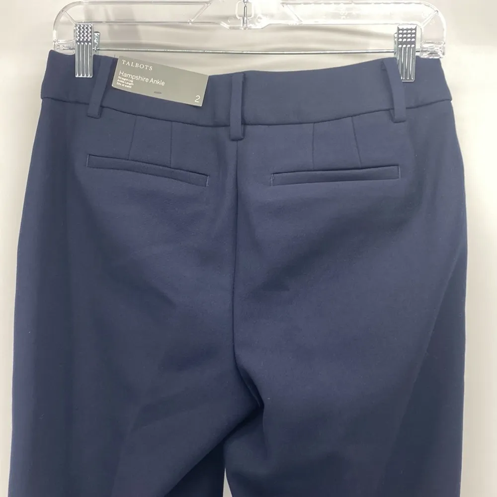 TALBOTS HAMPSHIRE ANKLE PANTS - SOLID navy blue preppy career ware every day - Image 8