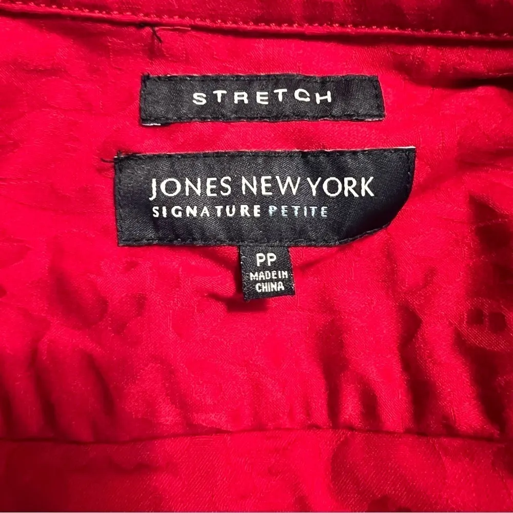 Jones New York Jacquard Animal Print Red Wine XSP Classic Office Chic Cropped - Image 15