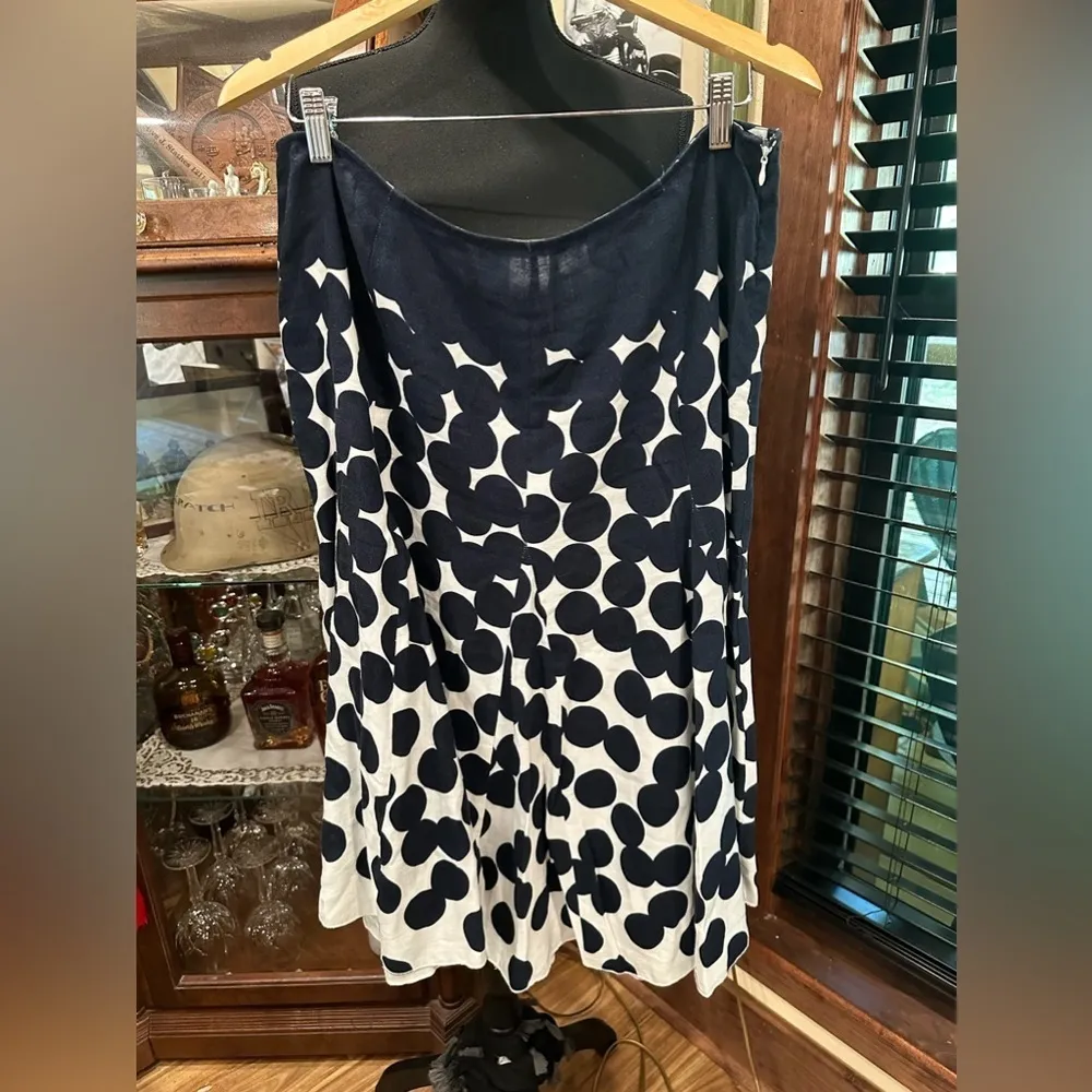 EUC Emma James Polka Dot High Waisted Art Deco Skirt dark navy blue & white  14 - Image 2