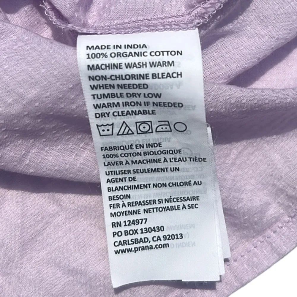 PRANA Organic Short Sleeve Katya Blouse NWT Bleached Lavender Size Small - Image 7