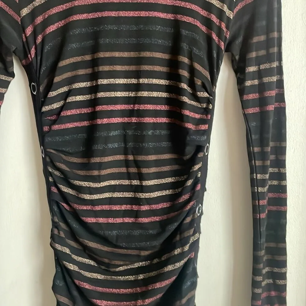 Veronica Beard Daphne Striped Metallic Long-Sleeve Dress - Image 9