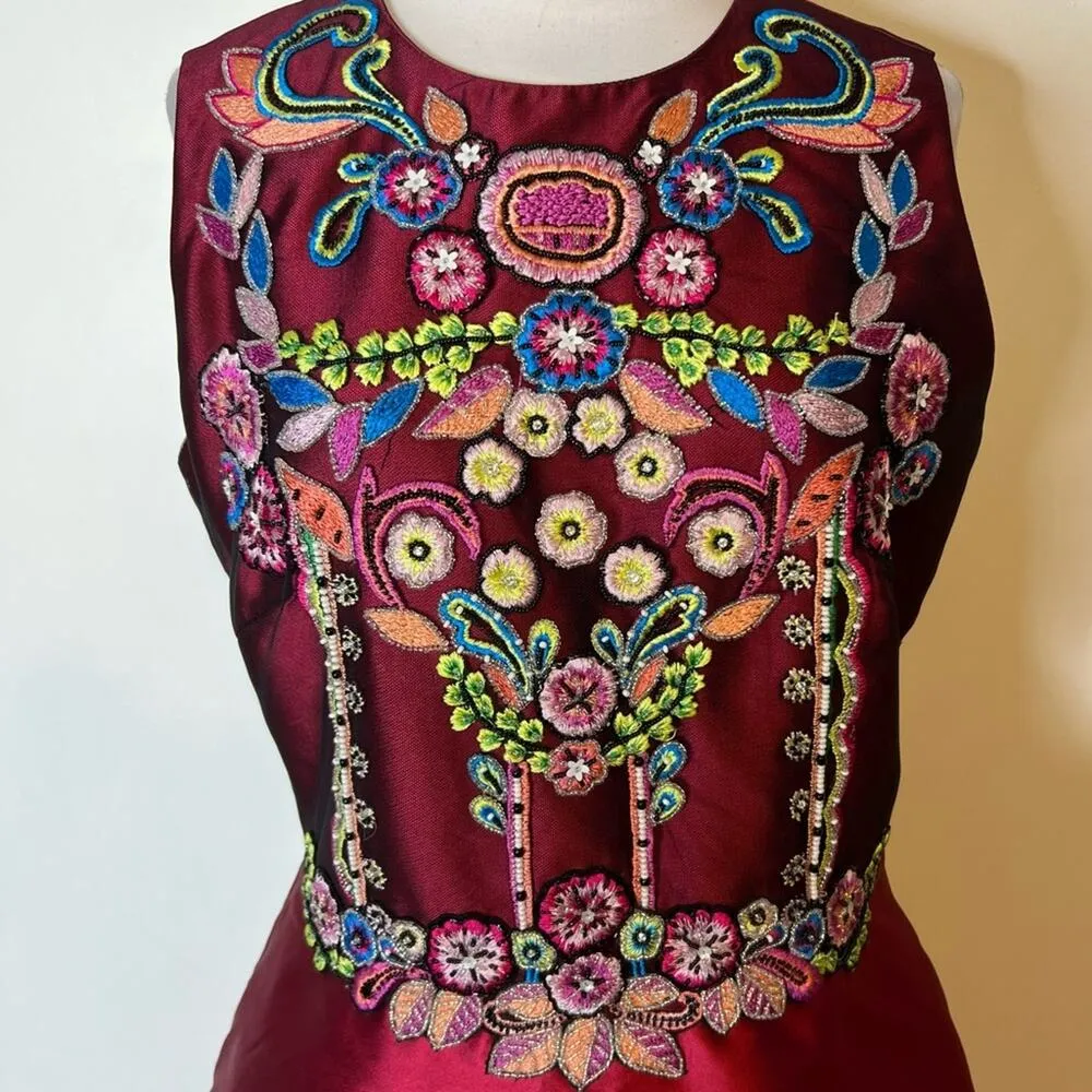 Marchesa Notte Sleeveless Embellished Mikado Cocktail Dress sz 10 Pink - Image 7