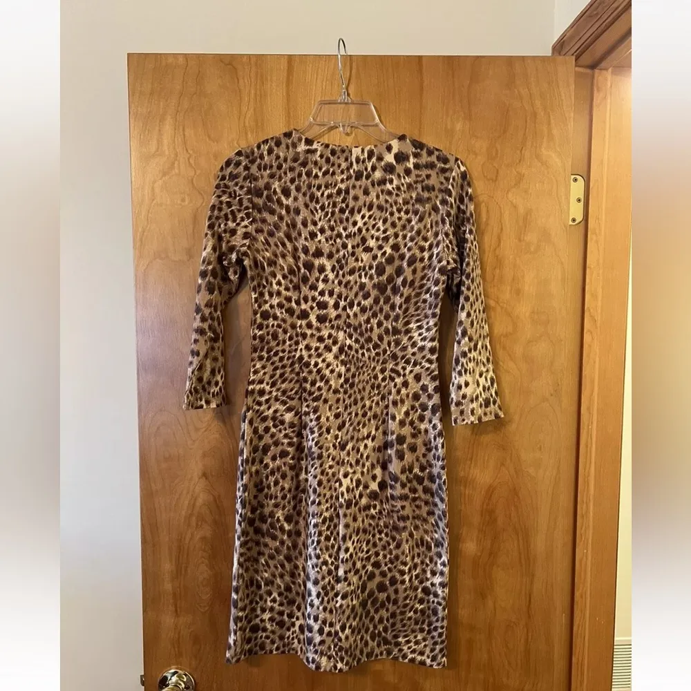 J. McLaughlin Sophia Safari Dress Animal Print NWT Camel Brown XXS MSRP $228 - Image 6