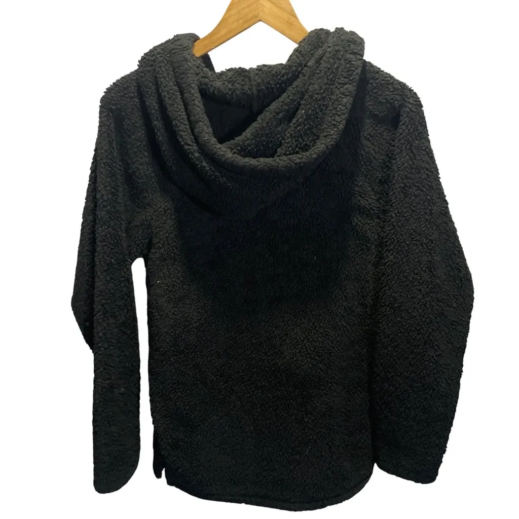 Victorias Secret Pink XS Black Sherpa Zip Hoodie Warm Thick Soft Layering - Image 4