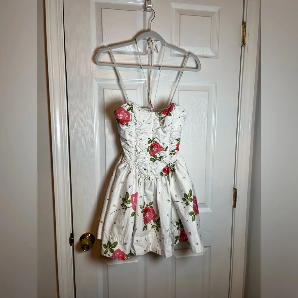 For Love & Lemons Rosebud Corset Mini Dress in White - Image 4