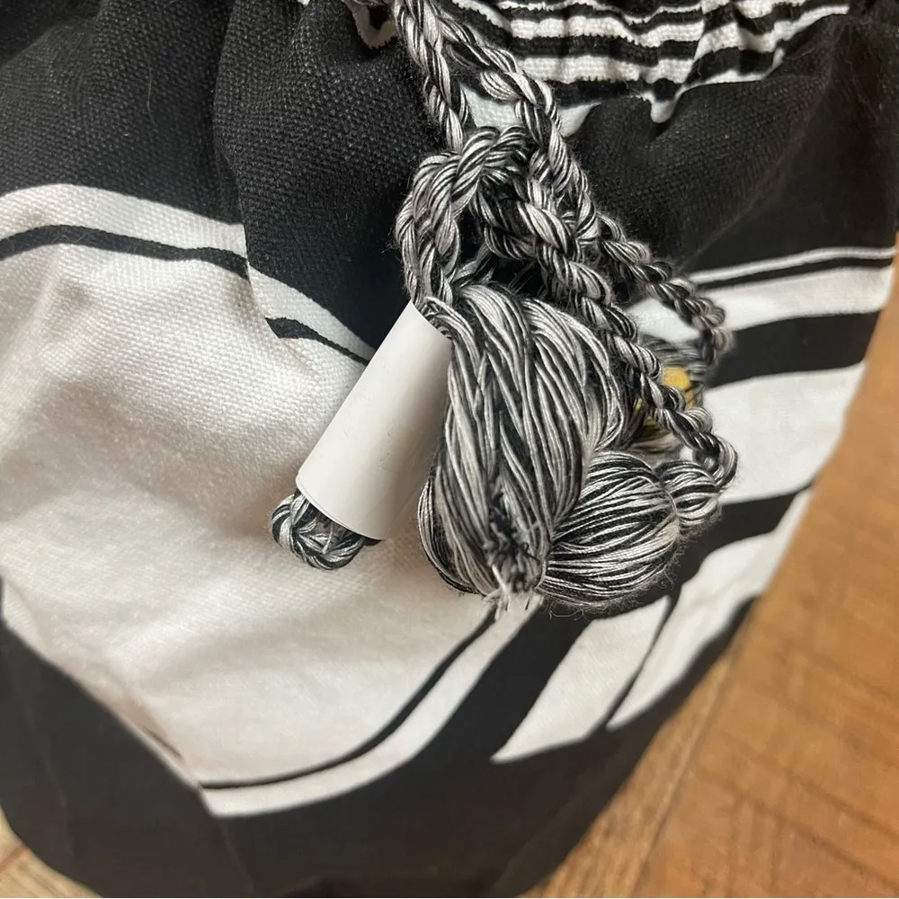NEW Little Earth Productions Bucket Bag Drawstring Vacation Monochrome Boho - Image 3