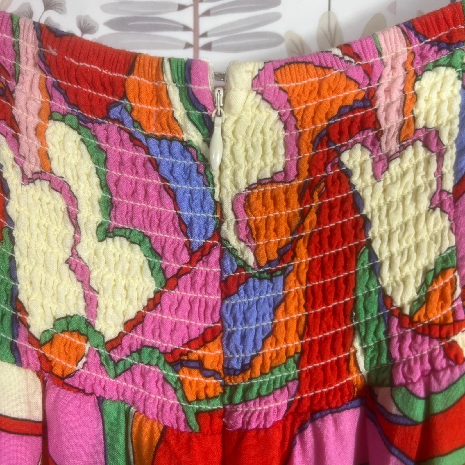 Golden by Golden Couture Maxi Dress‎ – Colorful Abstract Puff Sleeve – Size M Size M - Image 9