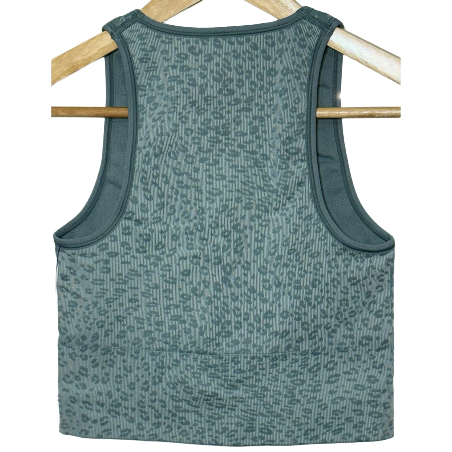 Athleta Aurora Seamless Crop Rib Tank Green Nylon Sleeveless Crop Top Size Small - Image 2