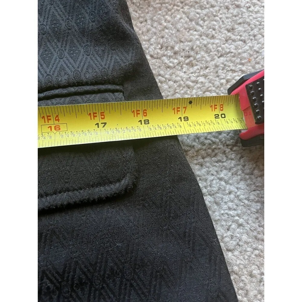 Worthington Women's Black Geometric Print Stretchy Button Up Trench Coat Size 14 - Image 11