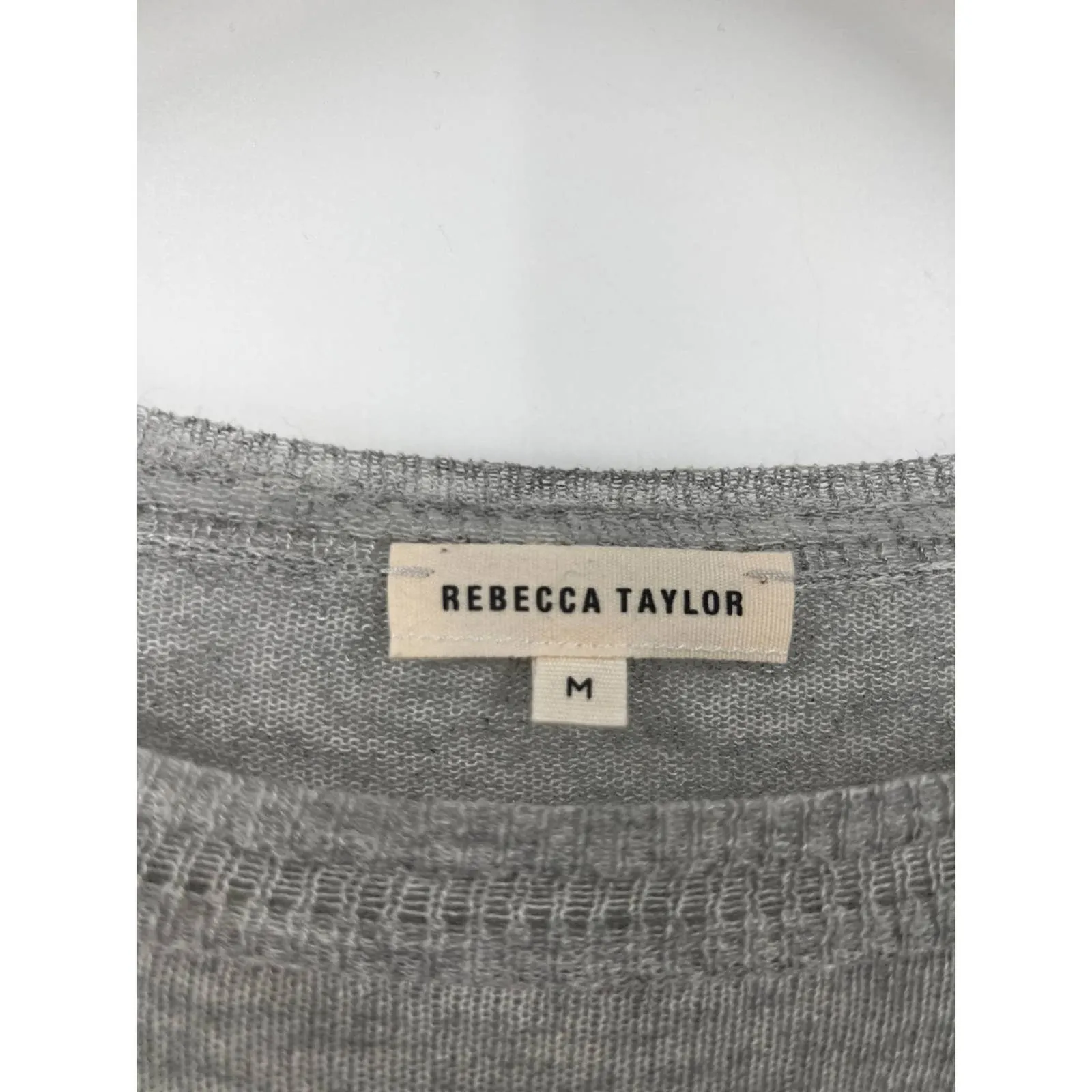Rebecca Taylor Sweater Womens Gray Ruffle Open Knit Pullover Size‎ Medium - Image 3