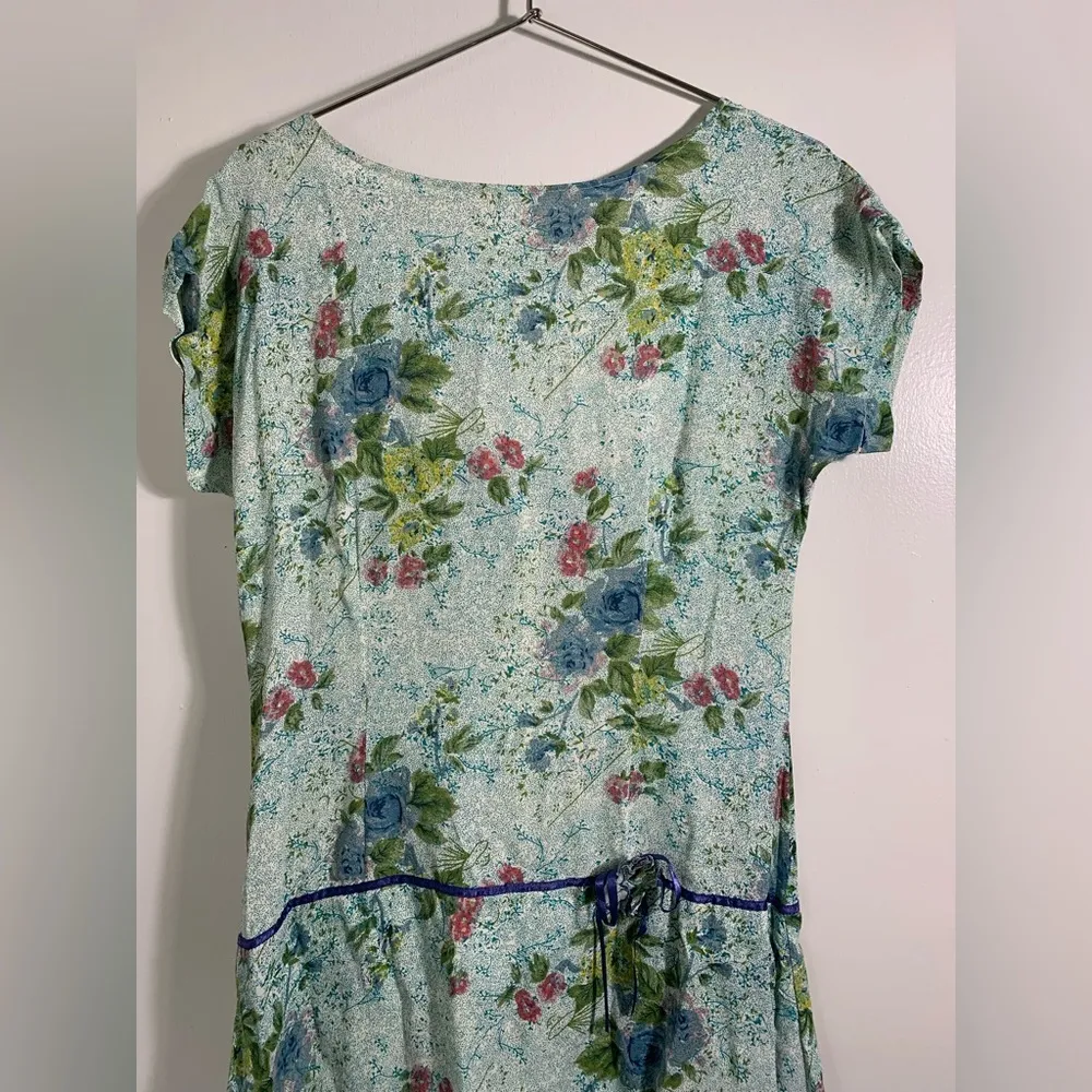 Nataya, vintage, Floral Blue 1920’s inspired speak easy midi/maxi Dress S - Image 2