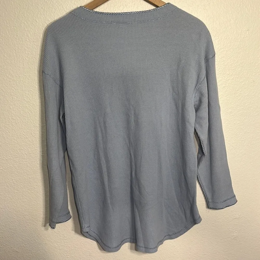 Victoria's Secret Blue Thermal Top Size Medium Button Down Pajama PJ Top Sexy - Image 5