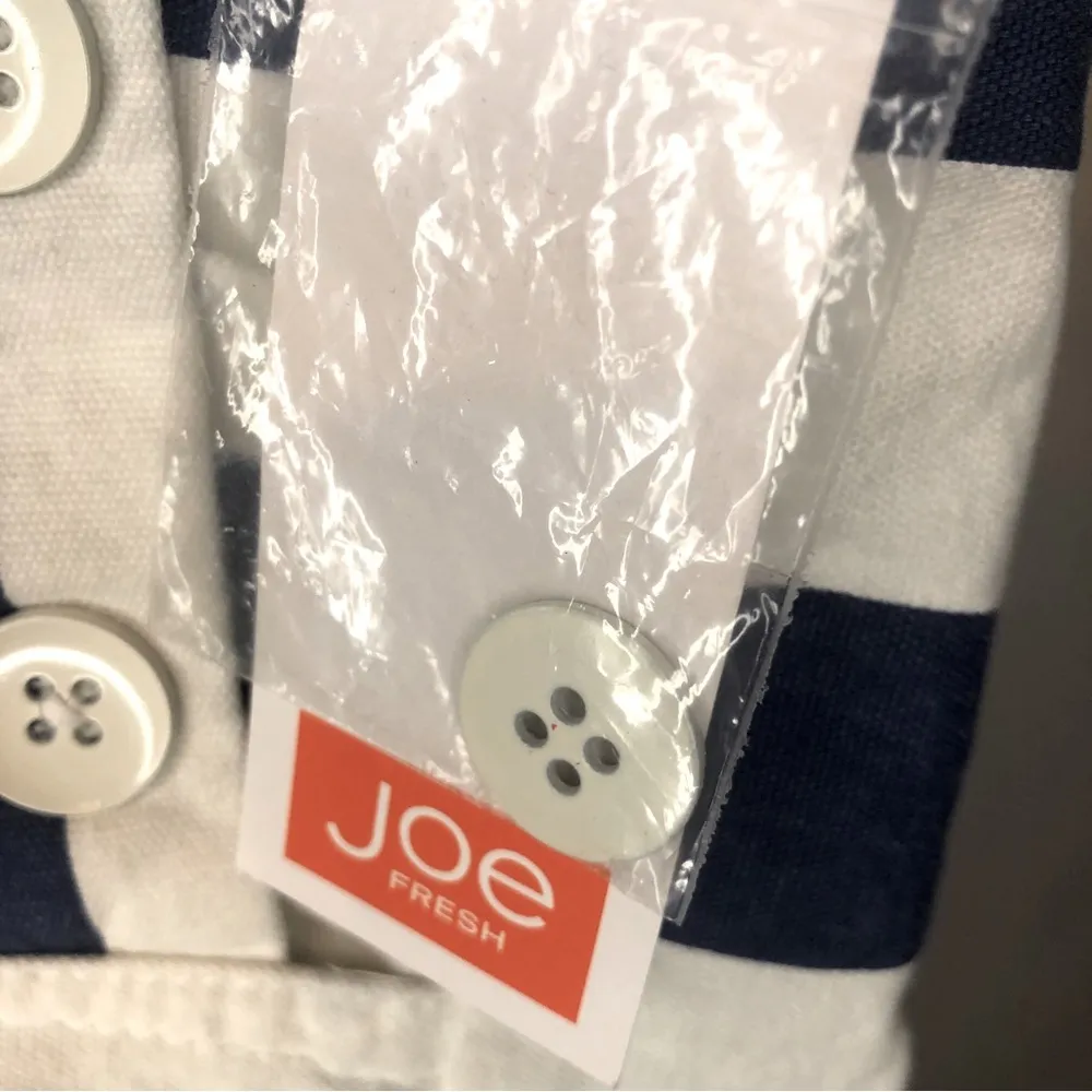 Joe Fresh Blue White Striped Cotton High Rise Nautical Coastal Shorts Womens 10 - Image 8