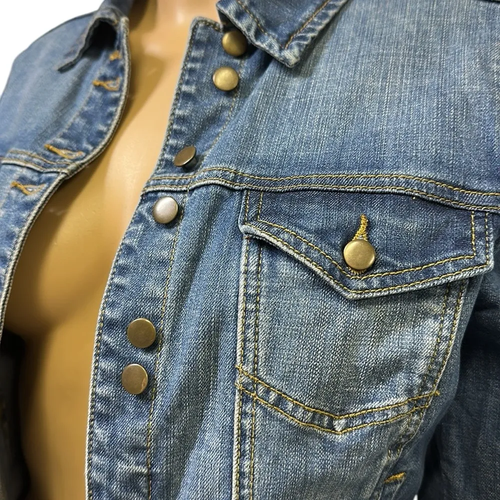 Boston Proper Denim Medium Wash Stretch Blue Jean Jacket with Pockets Womens S - Image 5