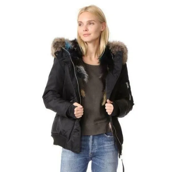 SAM. Multi Luxe‎ Sloan Fur lined down bomber jacket Green - Image 8