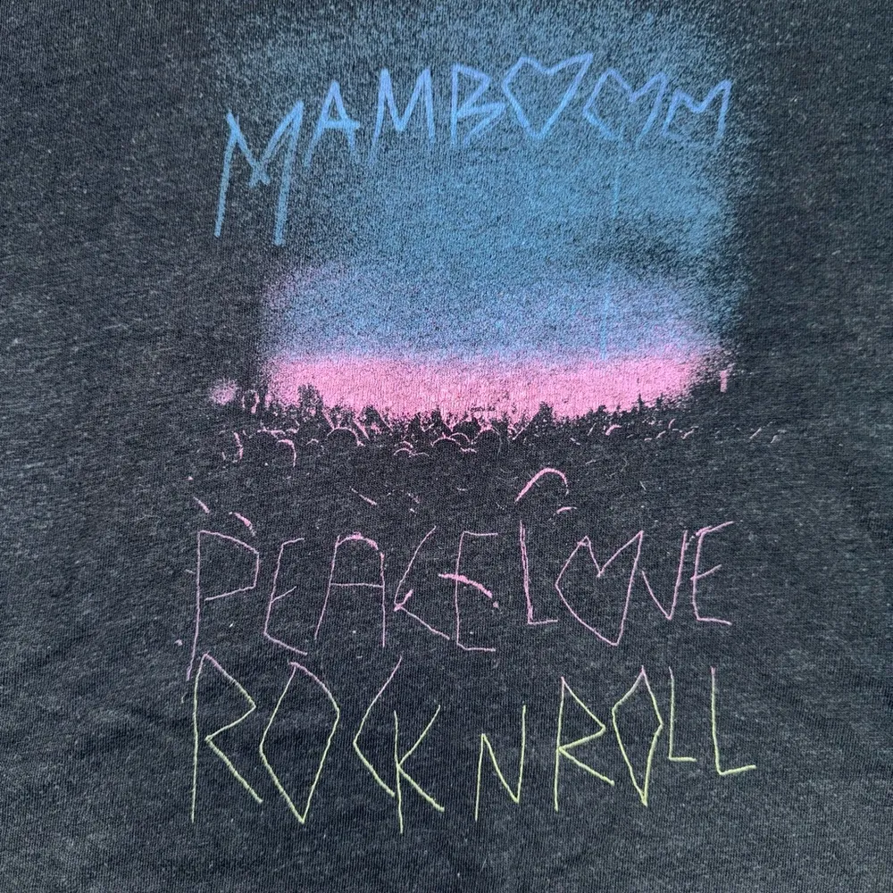 Y2K Black Mambo “Peace Love Rock n Roll” T Shirt with Shoulder Cutouts - Image 2