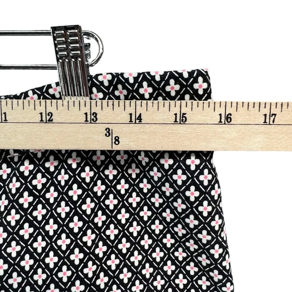 J Jill Pants Womens 8 Black Pink Mini Floral Daisy Crop Stretch Comfort Resort - Image 6