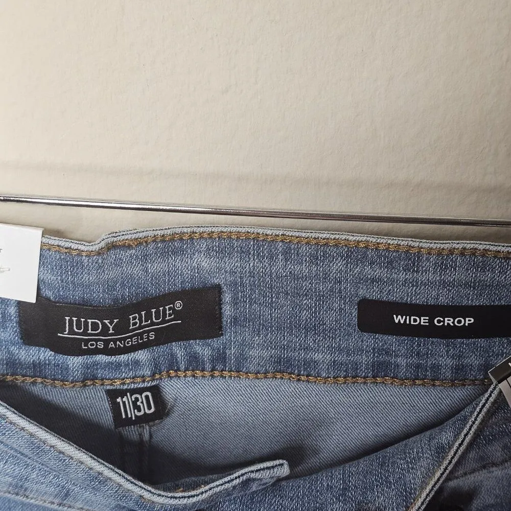 NWT Judy Blue Women’s Double High Waisted Crop Wide Jeans - Size 11/30 - Image 5