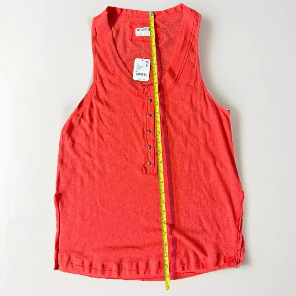 Free People  XS Love Language Burnout‎ Tank Top Sleeveless Raw Hem Linen Blend - Image 9