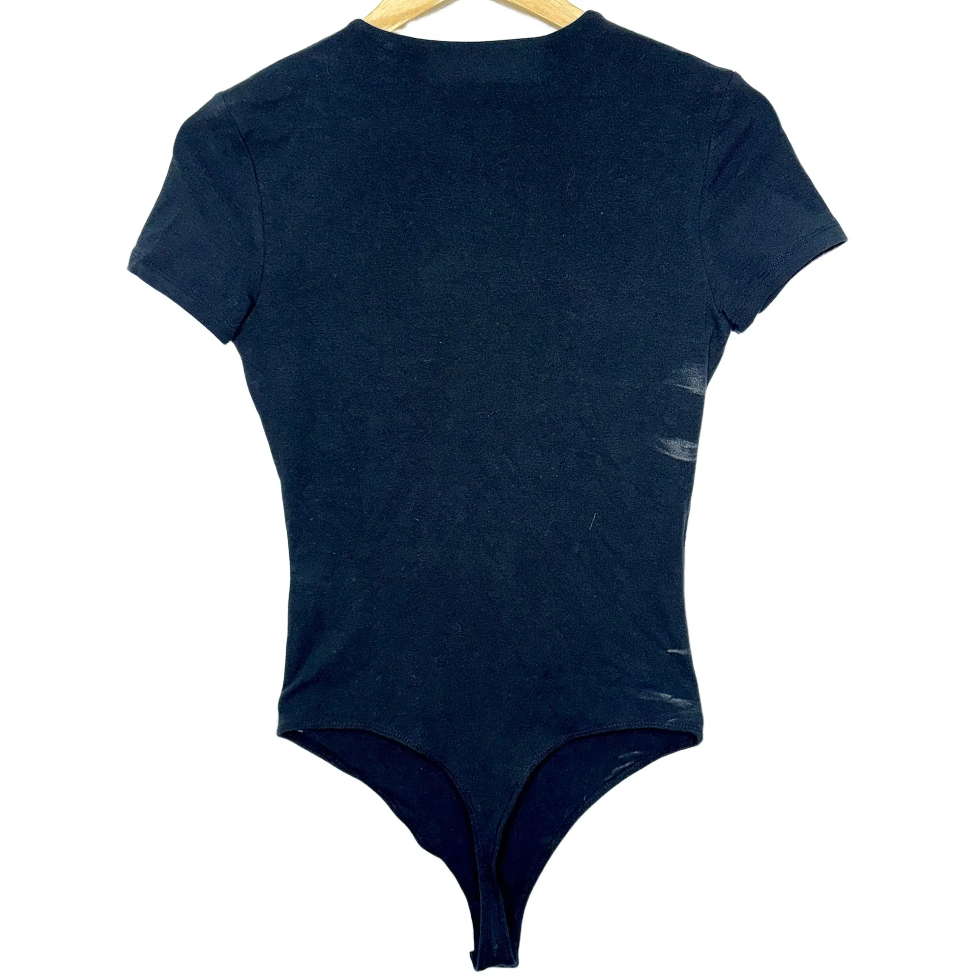 Abercrombie & Fitch Soft AF Black Cotton Crew Neck Short Sleeve Bodysuit Size M - Image 2