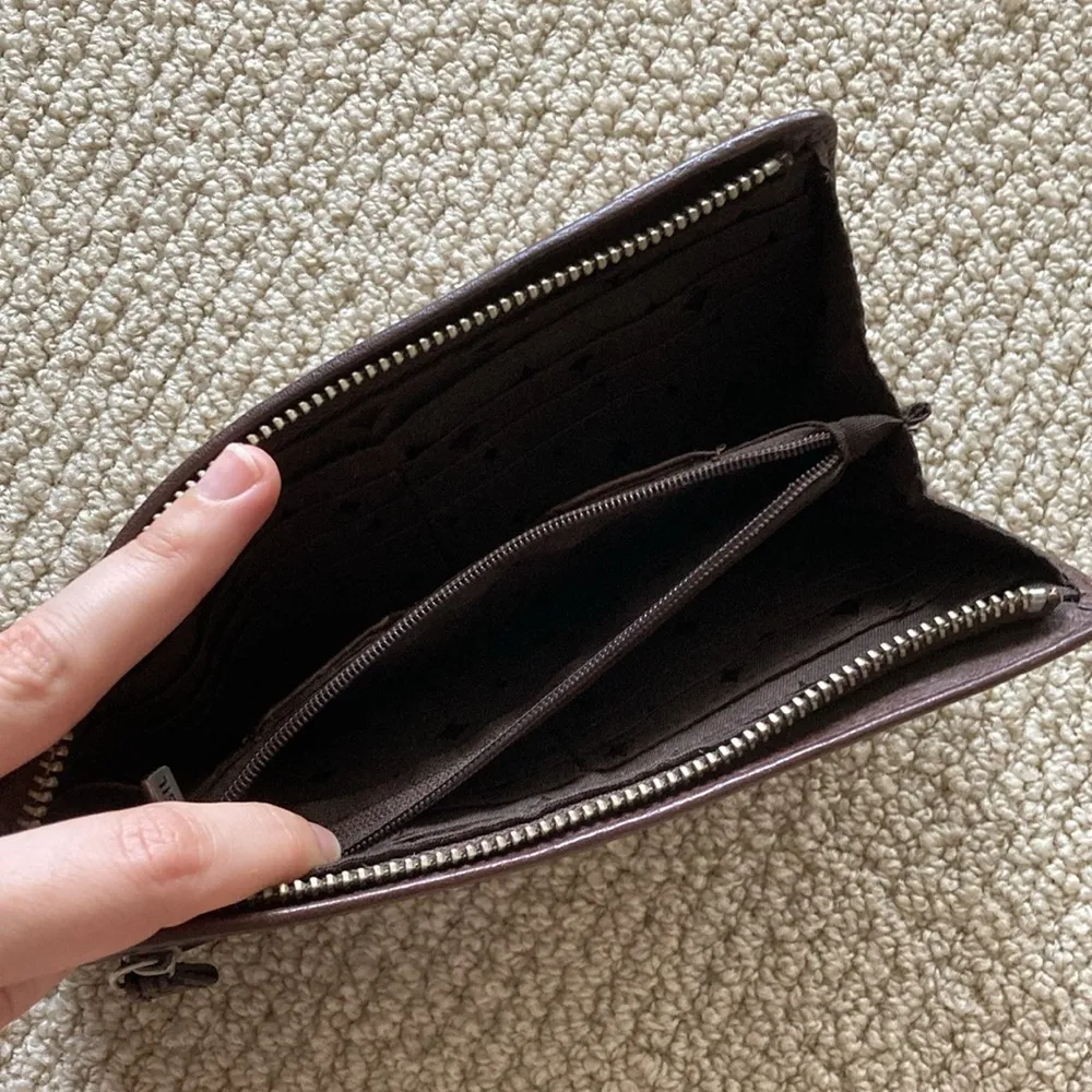 NEW Fossil Leather Full Zip Continental Wallet Luxe Flowers 8” by 4” Bag NWOT - Image 5