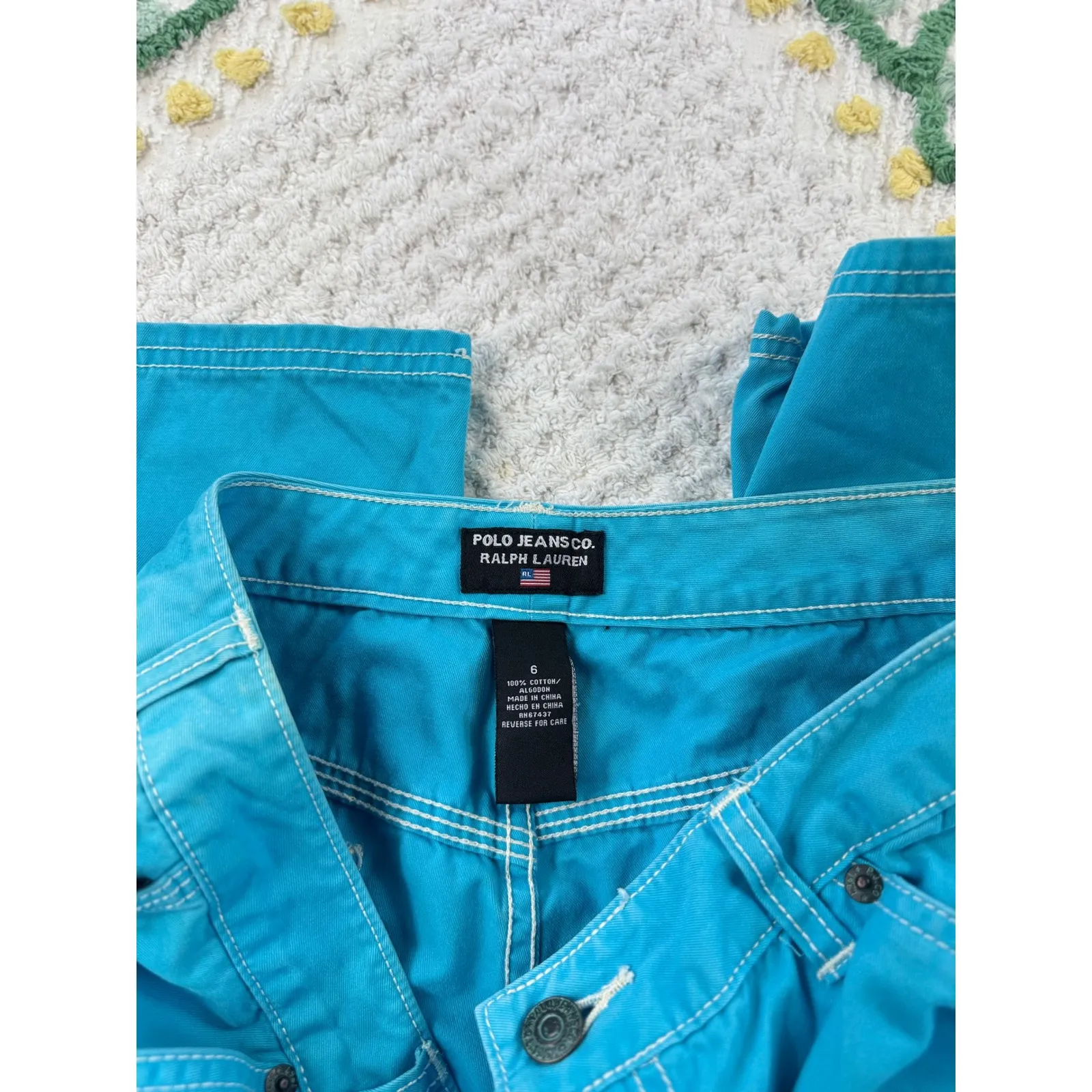 Polo Jeans Co Ralph Lauren Bright Blue Cargo Pants Women's Size 6 Workwear - Image 6