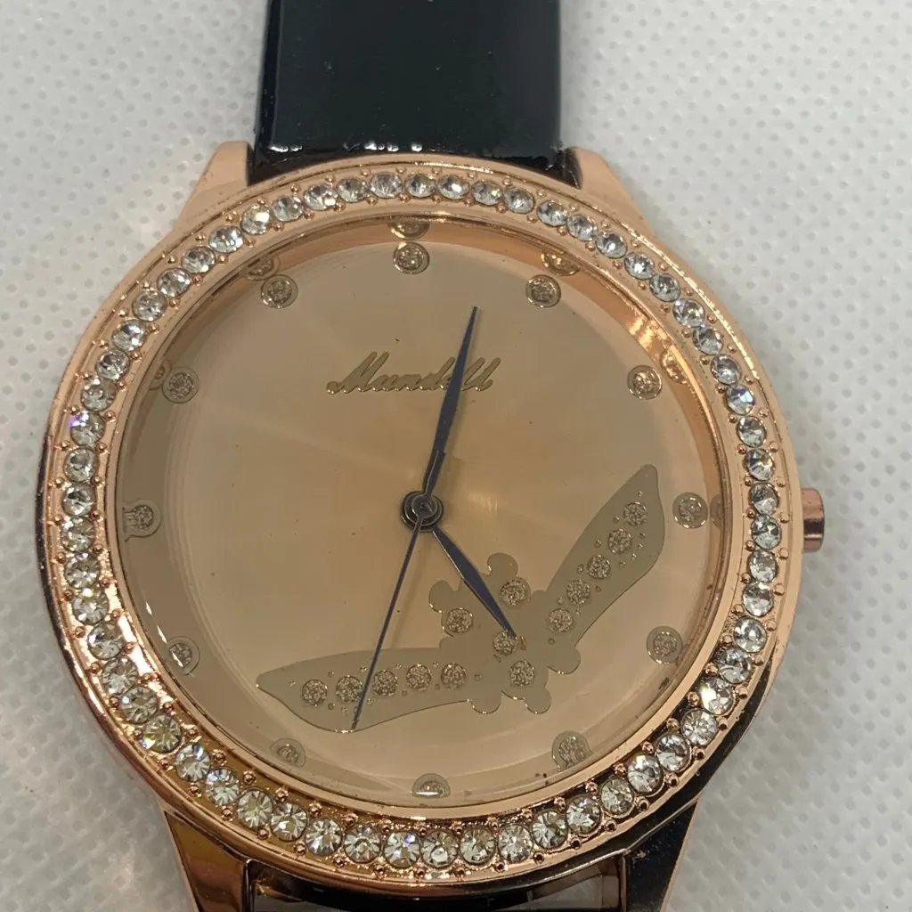 Women quartz analog watch rose gold tone 45mm large face round case running - Image 3