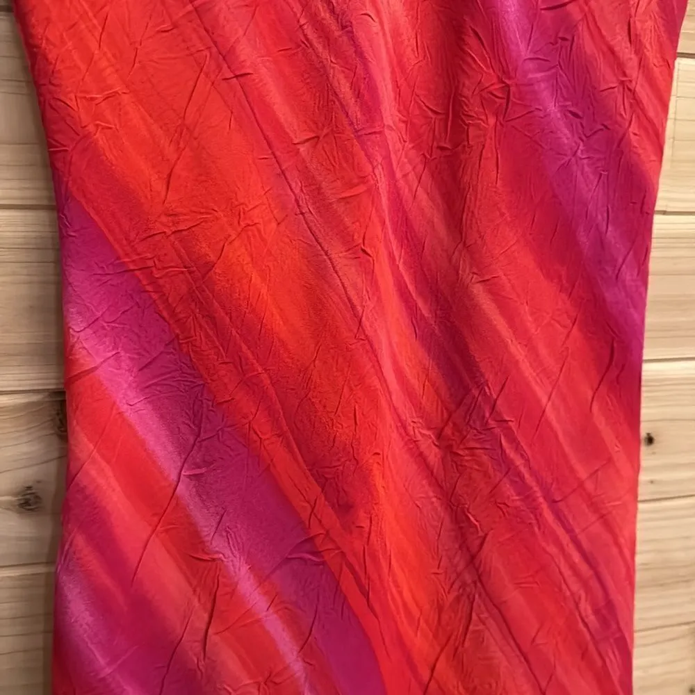 Y2K A Wild Thyme Size 6P Asymmetrical Hem Tie Dye Watercolor Abstract Dress Pink - Image 6