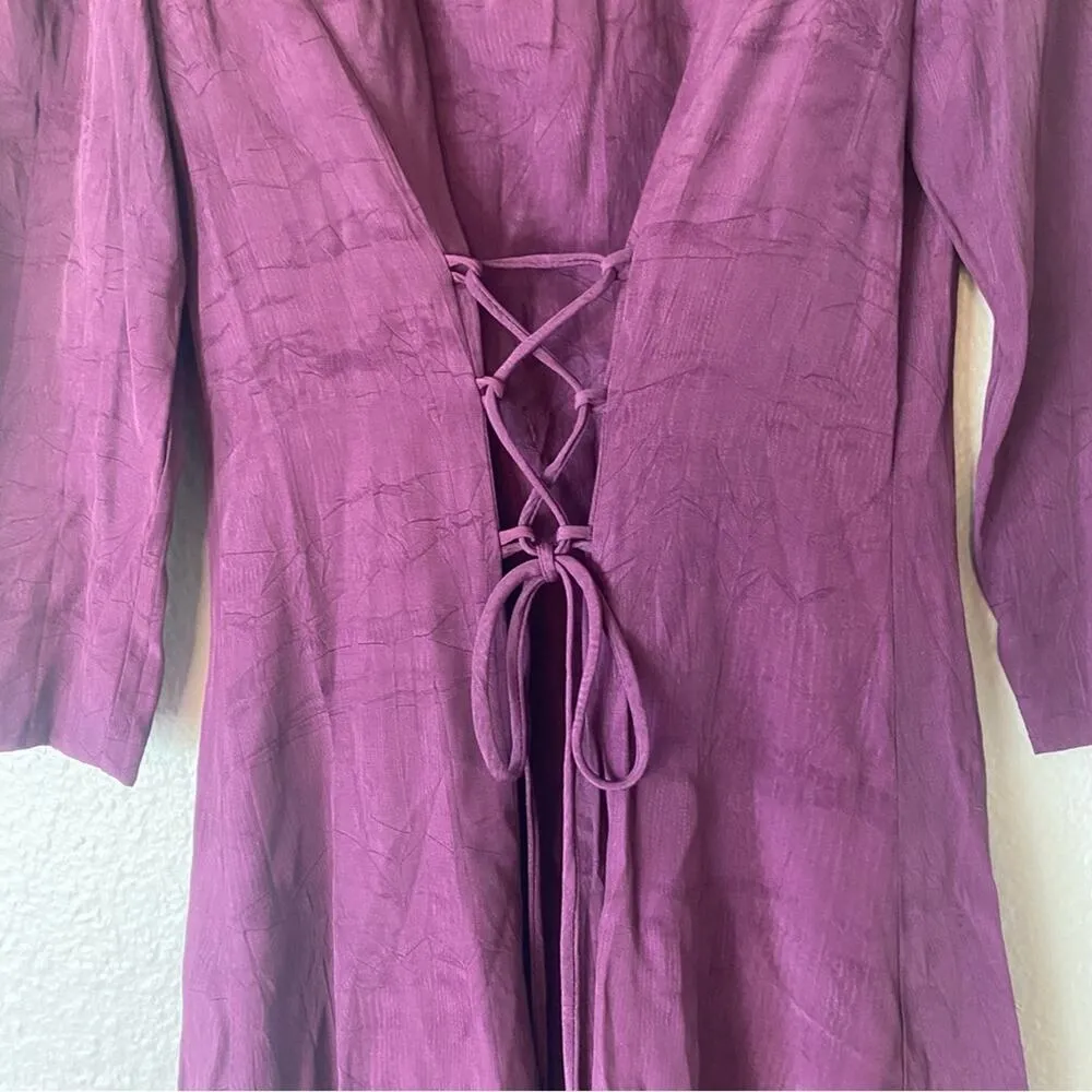Byer Too! Vintage Purple Lace Up Back Pearl Button Dress Size 5 - Image 5