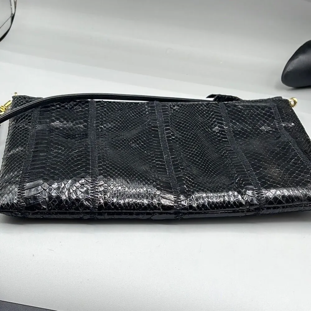 Vintage Four Seasons reptile skin cross body bag. Black - Image 2