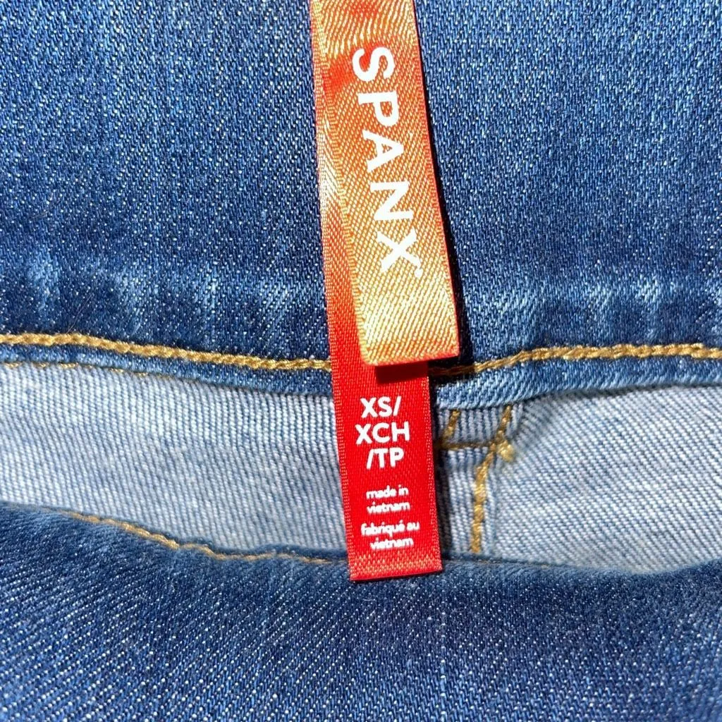 SPANX Womens Whiskered Pull On  Stretch Bootcut Flare‎ Jeans Blue Size XS - Image 5