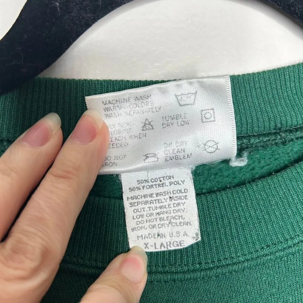 Vintage 90s y2k 2000s Green crewneck sweatshirt yellow Lab Labrador dogs puppy - Image 6