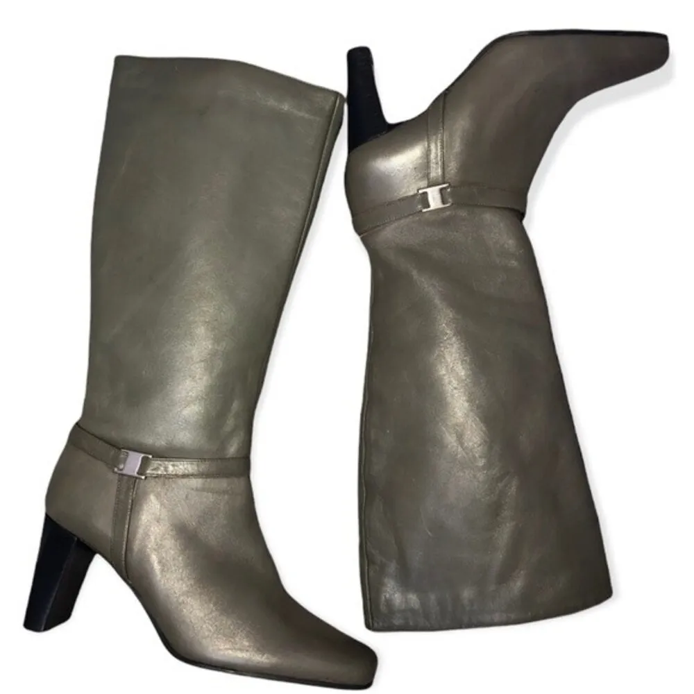 Naturalizer Leather Square Toe Chunky Heel Tall Boots - Image 4