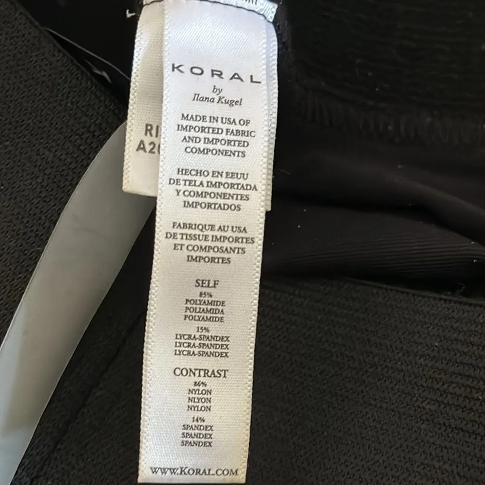 Koral Women’s Black Two Toned Moto Fabric Elastic Waistband Leggings - Image 7