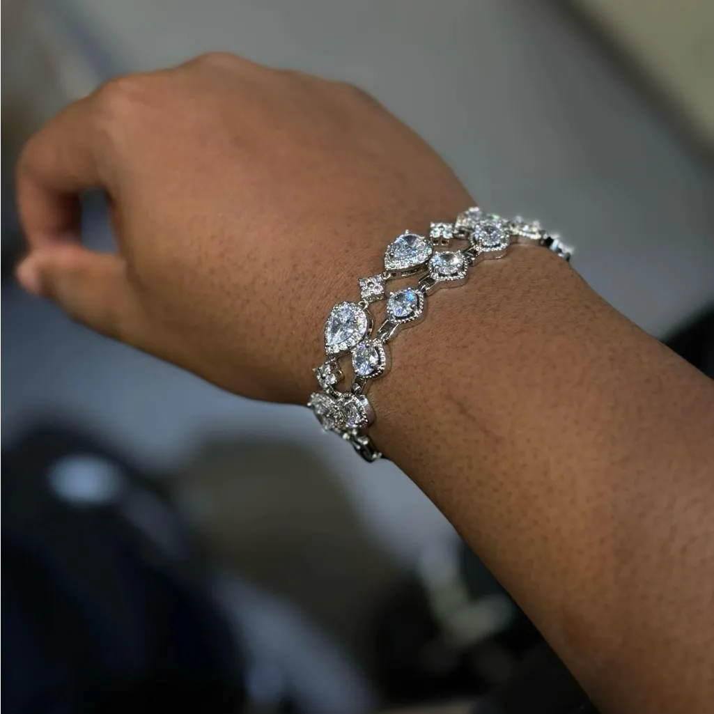 Noctra Teardrop Bracelets Iced Out VVS1 Edition Jewelry READ DESCRIPTION Silver - Image 3