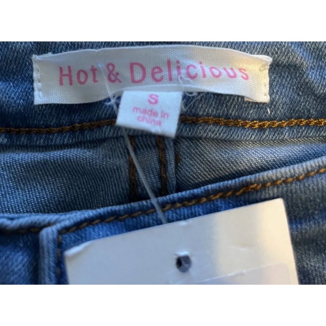 Hot & Delicious Rhinestone Fringe Jeans Y2K Inspired Distressed Womens Small NWT - Image 15