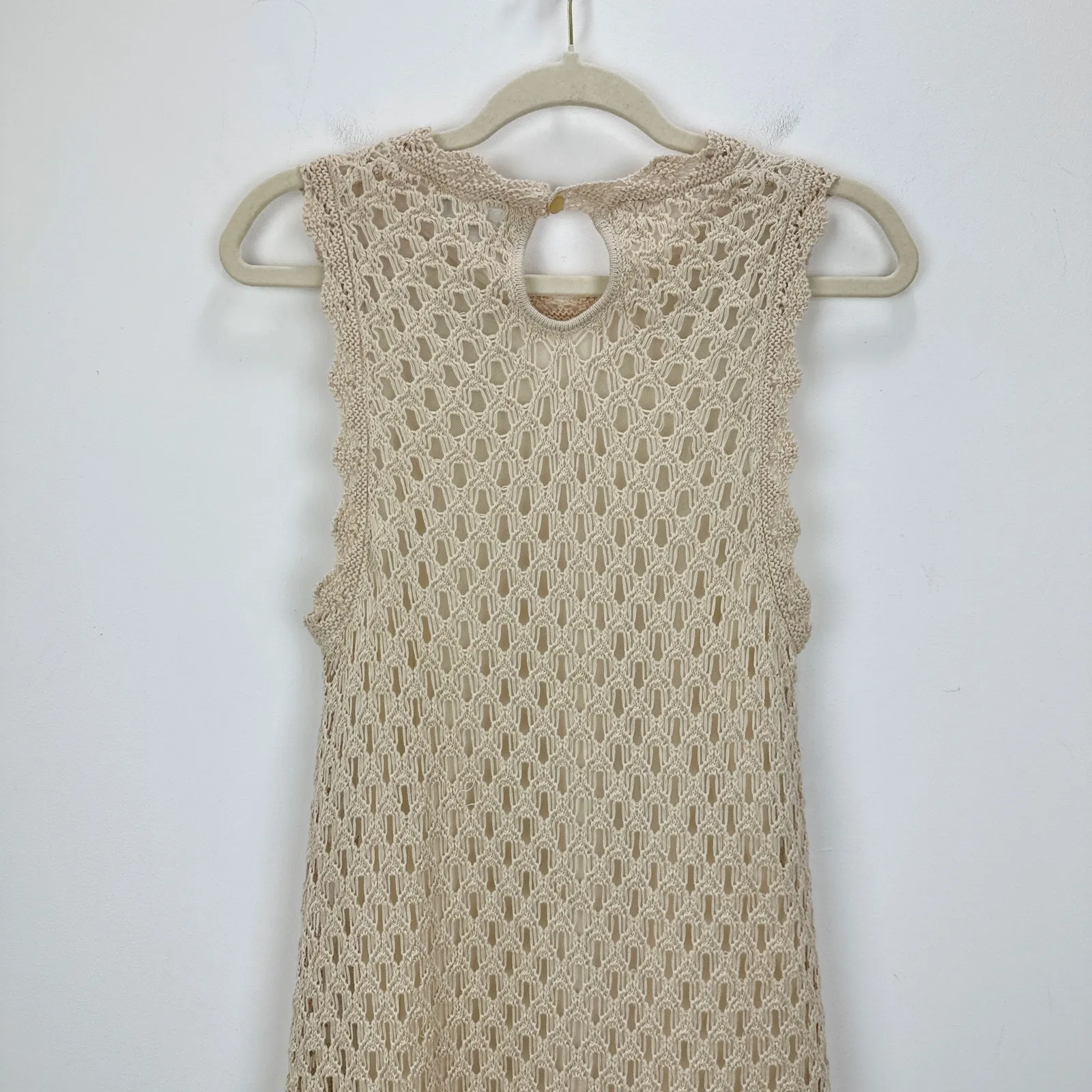 J.Crew Pointelle Sleeveless Sweater Dress Natural Beige Resort Boho Medium NWT - Image 7