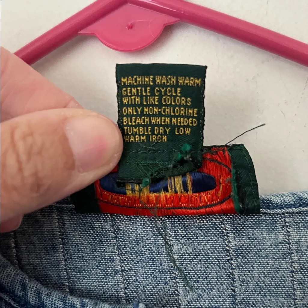 90s Vintage Charter Club Denim Cottagecore Western Maxi Dress Long Sleeve Sz S - Image 4