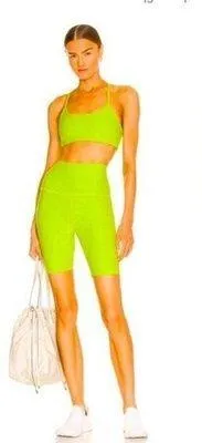 Women’s Beyond Yoga space dye high biker shorts Matcha Lime Green - Image 2