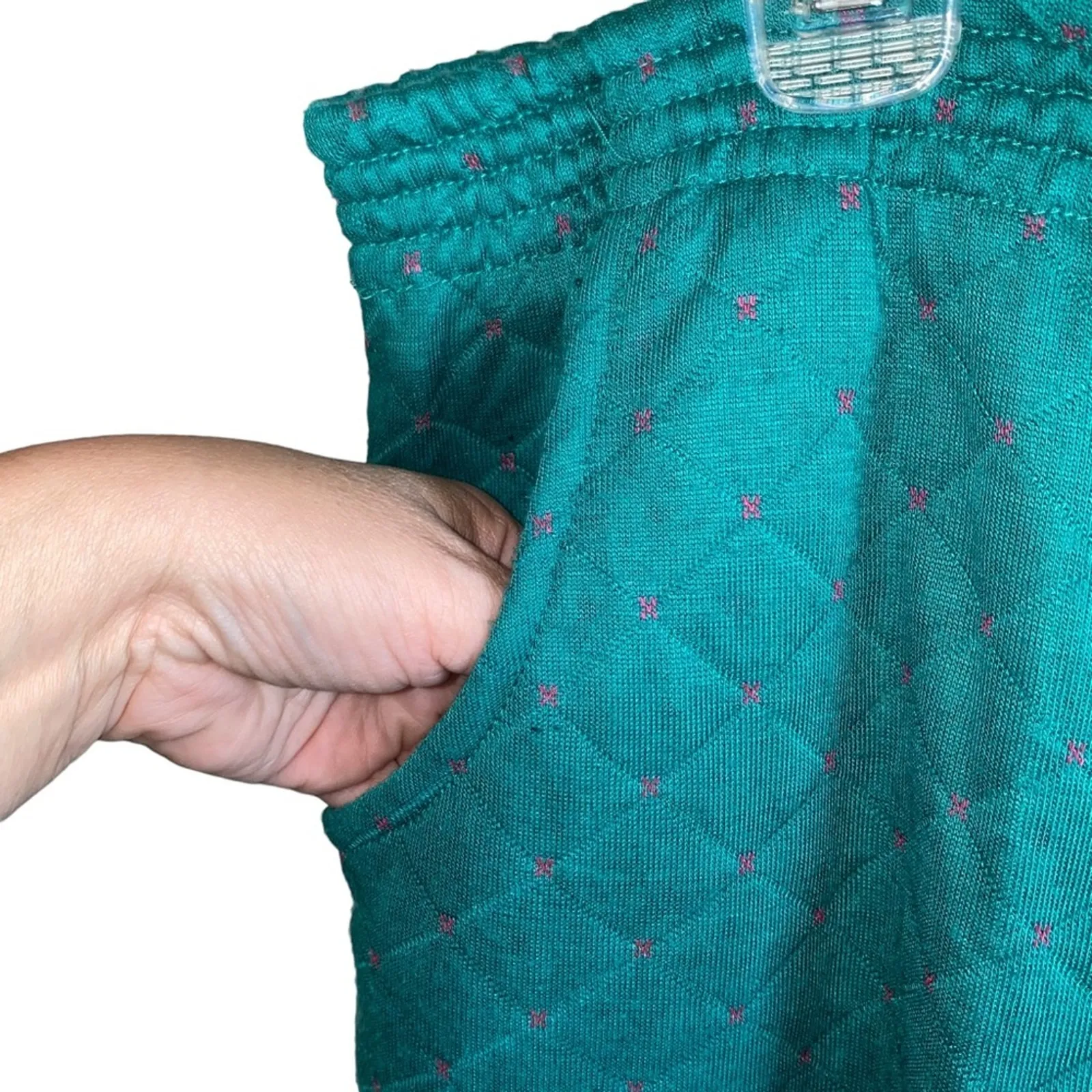 Gitano Teal Quilted Jogger Pants 20W Retro Lounge Aesthetic Green - Image 2