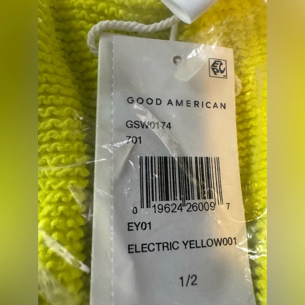 Good American Crinkle Basic Bandeau Bikini Top Electric Yellow 1/2 US S/M - Image 6