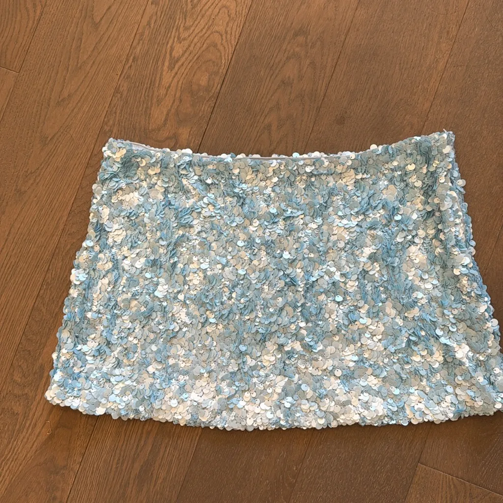 Runaway The Label Blue Sequin Mini Skirt - Image 4