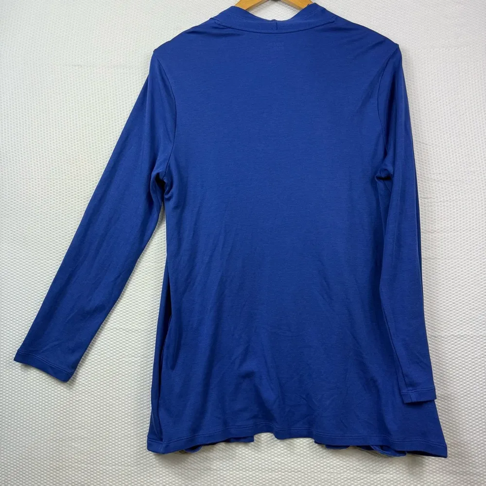 Lands’ End Open Front Cardigan Blue Cotton Modal Long Sleeve Size M - Image 5