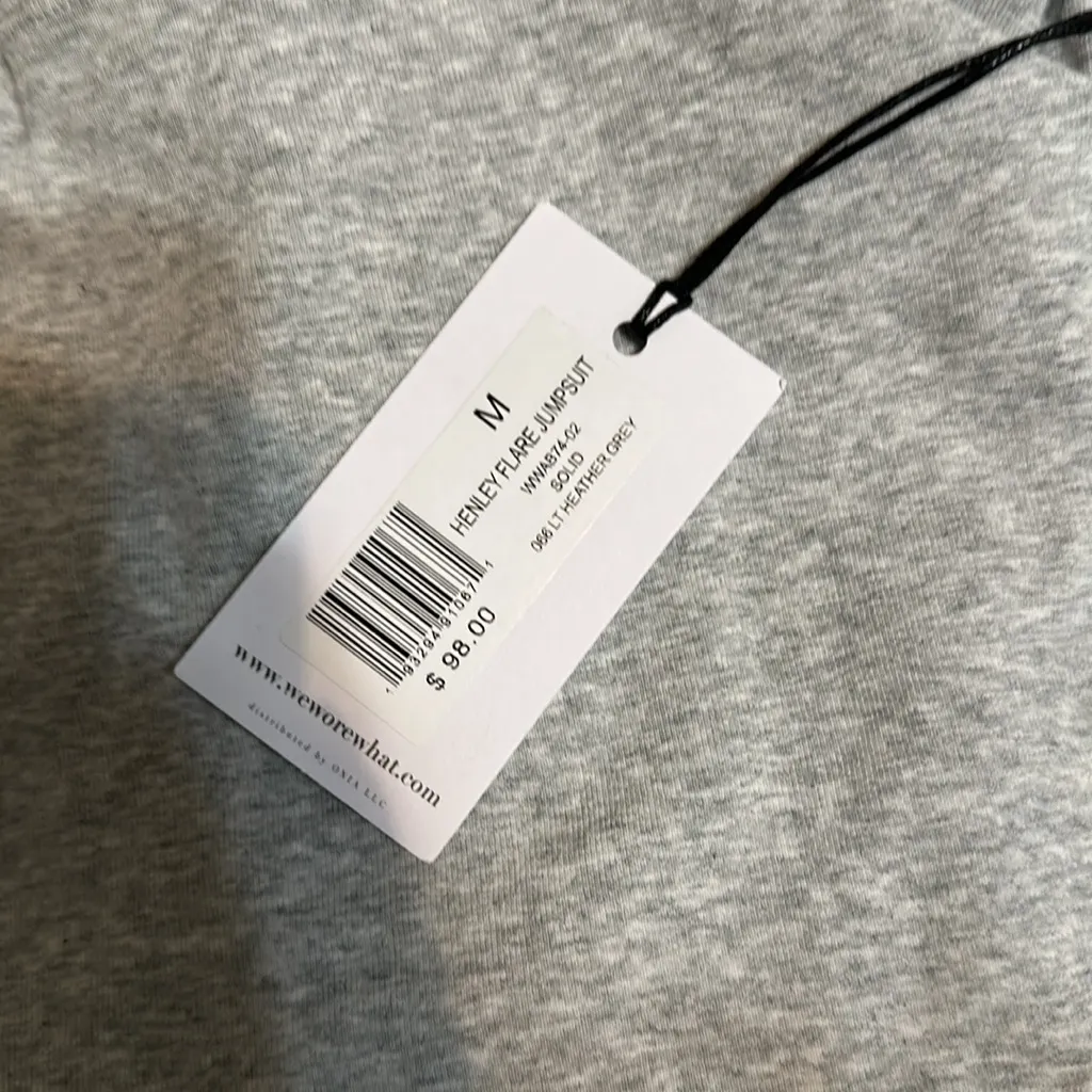 NET WeWoreWhat Heather Jumpsuit Henley Flare Leg Lounge Bodysuit Size Medium - Image 7